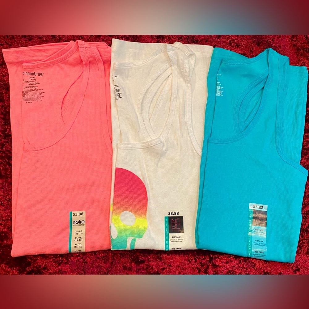 BNWT NOBO No Boundaries 3 Pack Ribbed Tank Tops Size: XL Multiple Colors